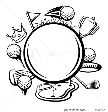 Background with golf items. Sport club illustration. 110408764