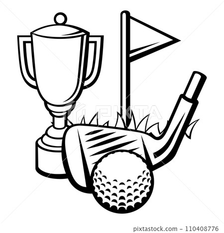 Illustration with golf items. Sport club image. Illustration with golf items. Sport club image. 110408776