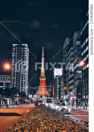 Nov 29 2023 TOKYO cityscape at dusk with Tokyo tower 110408966