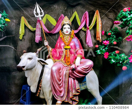 Goddess Shailputri Devi statue for the first Navadurga 110408984