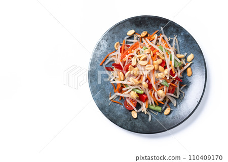 Green Papaya Salad, som tam thai isolated on white background 110409170