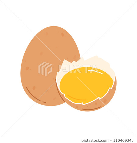 Raw egg isolated on white background. Flat vector illustration Raw egg isolated on white background. Flat vector illustration 110409343