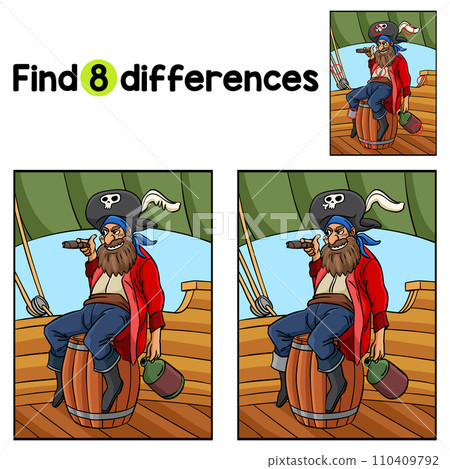 Pirate Sitting On A Barrel Find The Differences 110409792