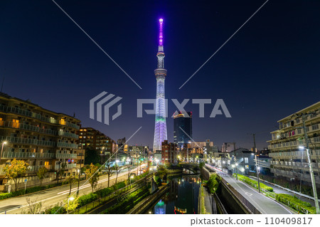 "Tokyo" illuminated Tokyo Skytree night view 110409817