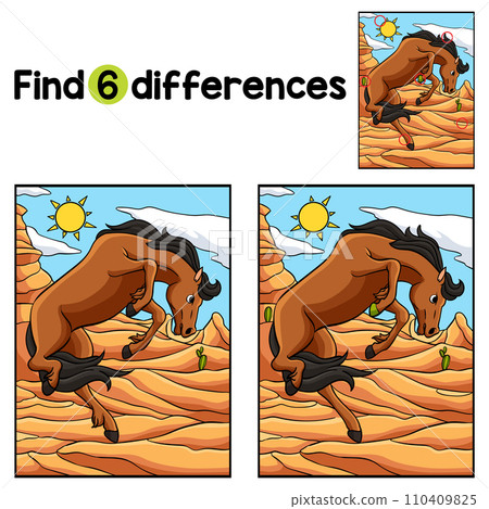 Cowboy Wild Horse Find The Differences Cowboy Wild Horse Find The Differences 110409825