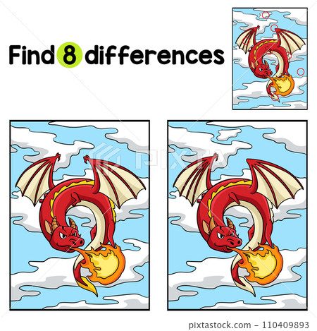 Knight Dragon Find The Differences 110409893