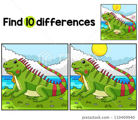 Iguana Animal Find The Differences Iguana Animal Find The Differences 110409940