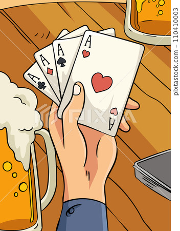 Cowboy Game Cards Colored Cartoon Illustration 110410003