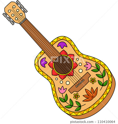 Guitar Cartoon Colored Clipart Illustration Guitar Cartoon Colored Clipart Illustration 110410064