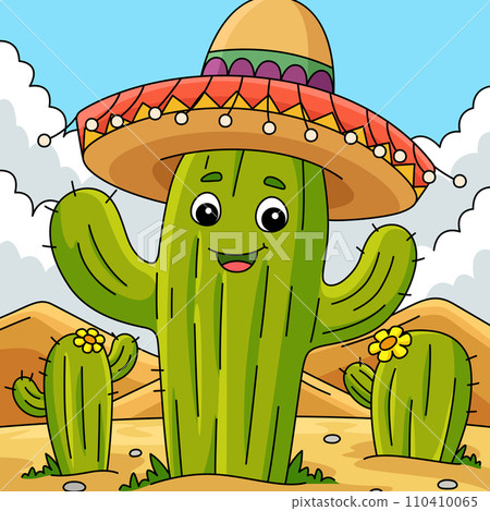 Cinco de Mayo Cactus with Sombrero Colored Cinco de Mayo Cactus with Sombrero Colored 110410065