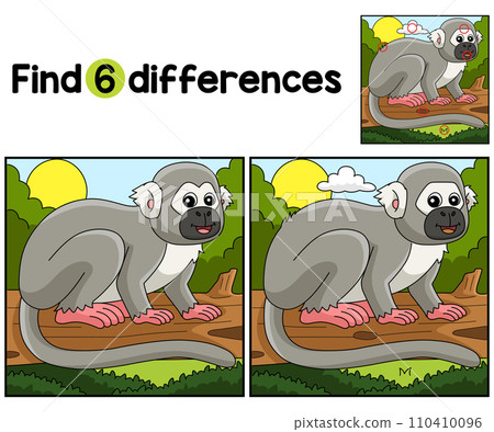 Squirrel Monkey Animal Find The Differences Squirrel Monkey Animal Find The Differences 110410096