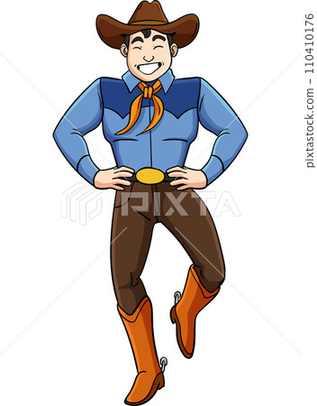 Cowboy Dance Cartoon Colored Clipart Illustration 110410176