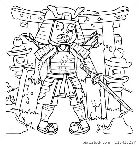 Zombie Samurai Coloring Page for Kids Zombie Samurai Coloring Page for Kids 110410257