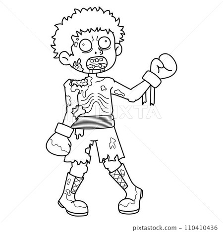 Zombie Boxer Isolated Coloring Page for Kids 110410436