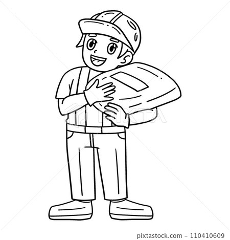 Construction Worker Hauling Cement Isolated Construction Worker Hauling Cement Isolated 110410609