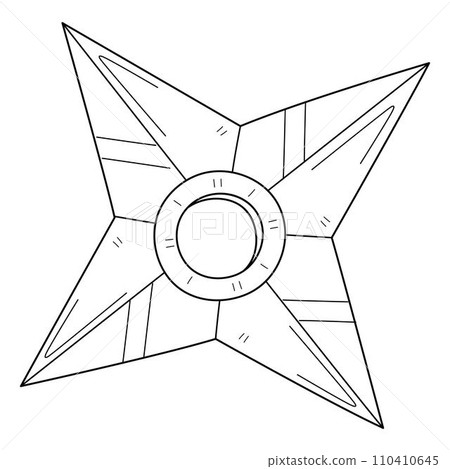 Ninja Shuriken Isolated Coloring Page for Kids 110410645