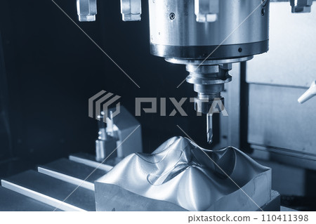 The CNC milling machine cutting mold part by solid ball end mill tool. The CNC milling machine cutting mold part by solid ball end mill tool. 110411398