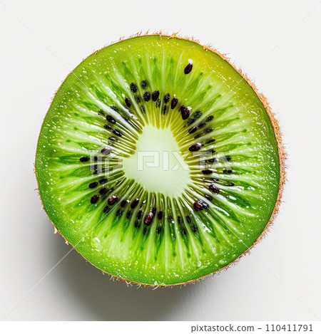 Slice of kiwi fruit isolated on white background Slice of kiwi fruit isolated on white background 110411791