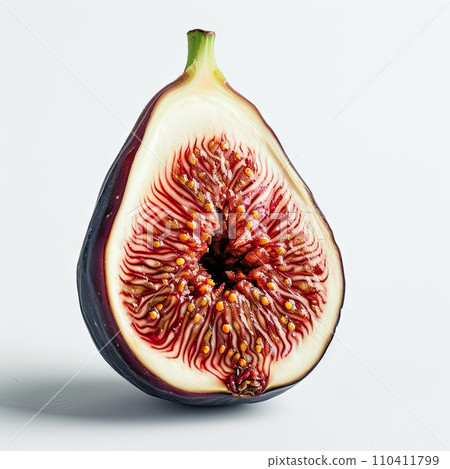 Half of a purple fig isolated on white background Half of a purple fig isolated on white background 110411799