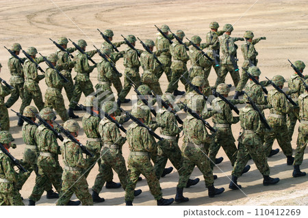 Ground Self-Defense Force members marching Ground Self-Defense Force members marching 110412269