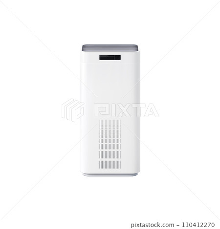Air purifier, realistic vector humidifier and home conditioner, household appliance in 3D object. House climate control and air filter electronic device, isolated realistic domestic air purifier Air purifier, realistic vector humidifier and home conditioner, household appliance in 3D object. House climate control and air filter electronic device, isolated realistic domestic air purifier 110412270