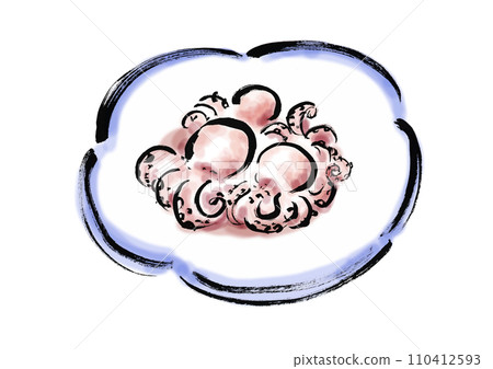 Hand-drawn Japanese style illustration of boiled octopus 110412593