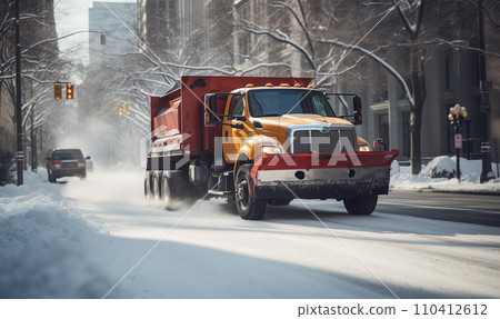 AI-generated content. Snow plow pickup trucks equipped for winter weather and efficient snow remove AI-generated content. Snow plow pickup trucks equipped for winter weather and efficient snow remove 110412612