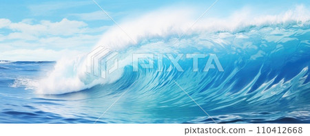 AI-generated content. big clear blue water wave banner 110412668