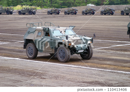 Ground Self-Defense Force light armored vehicle participating in inspection march 110413406