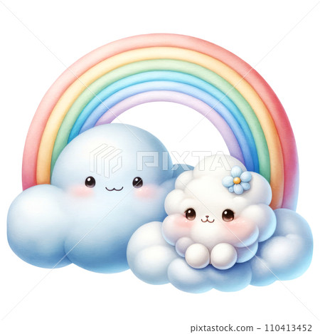 Cute Rainbow and Clouds Pastel Watercolor Clipart Transparent Background Cute Rainbow and Clouds Pastel Watercolor Clipart Transparent Background 110413452
