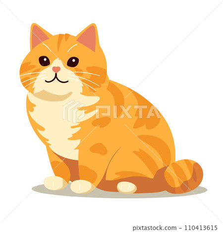 An orange tabby cat is sitting and looking forward in a vector illustration. 110413615