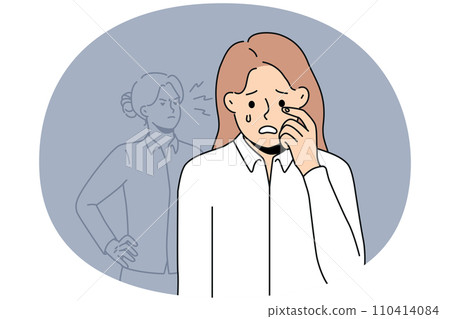Stressed woman employee suffer from work bullying 110414084