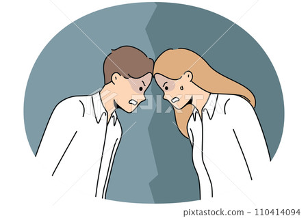 Furious man and woman confrontation at workplace 110414094
