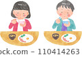 watercolor elementary school student eating alone 110414263