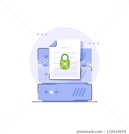 Secure confidential document online access with private lock,electronic safety doc data padlock symbol Secure confidential document online access with private lock,electronic safety doc data padlock symbol 110414659