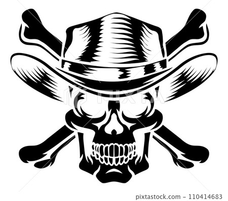 Cowboy Hat Western Skull Pirate Cross Bones 110414683