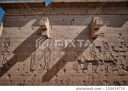 The Temple of Kalabsha (Temple of Mandulis) in Aswan, Egypt is an ancient Egyptian temple that was originally located at Bab al-Kalabsha (Gate of Kalabsha)  50 km south of Aswan. Relief on the walls  110414710