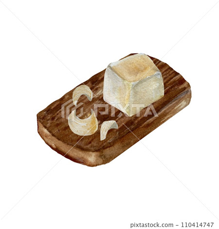 Board wood brown butter shavings watercolor sketch Board wood brown butter shavings watercolor sketch 110414747