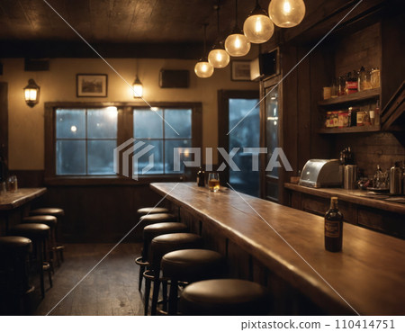 Dusk restaurant counter deserted 110414751