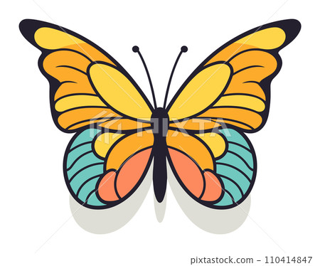 Colorful monarch butterfly with intricate wings. Detailed insect illustration for nature themes. Spring and beauty concept vector illustration. 110414847