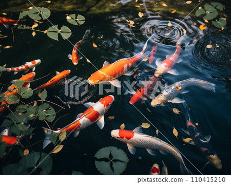 Several Nishikigoi carp 110415210