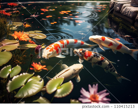 Several Nishikigoi carp 110415213