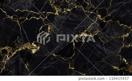 abstract black marble with yellow gold veins luxury background texture pattern background wallpaper AI generated 110415437