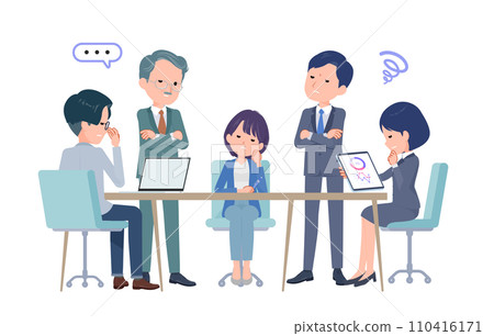 多人開會的商務場景。擔心的場景。 多人開會的商務場景。擔心的場景。 110416171
