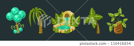 Fantastic Game Nature Element and Forest Object Vector Set Fantastic Game Nature Element and Forest Object Vector Set 110416834