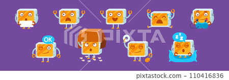 Funny Robot Character Engaged in Different Activity Vector Set Funny Robot Character Engaged in Different Activity Vector Set 110416836