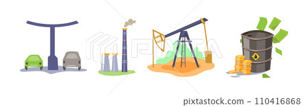 Oil and Fuel Industry Flat Icon and Object Vector Set Oil and Fuel Industry Flat Icon and Object Vector Set 110416868