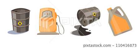 Oil and Fuel Industry Flat Icon and Object Vector Set 110416873