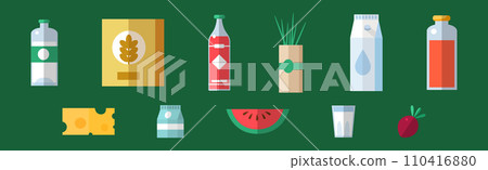 Farm Organic Bio Food Flat Object Vector Set 110416880