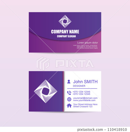 Purple and white business cards template Purple and white business cards template 110418910